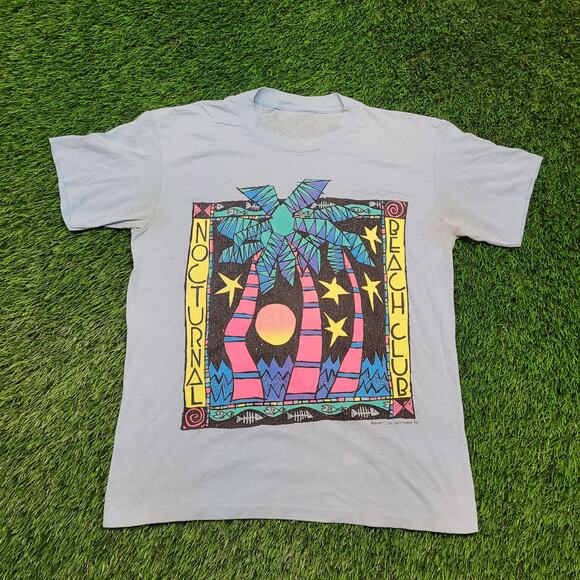 VTG 1990 Nocturnal Beach Club T-Shirt Mens M Single Stitch USA Made - Picture 1 of 13
